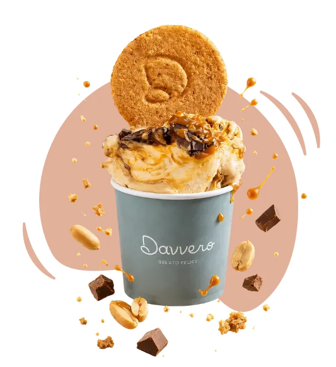 Gelato Davvero com caramelo, chocolate e amendoim